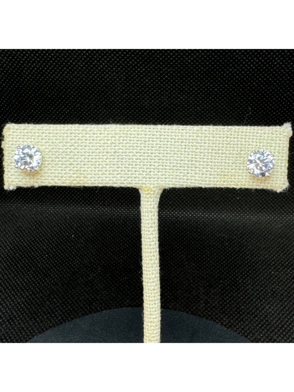 Cubic Zirconia Prong Set Earrings VTG Solid Sterling Silver 925 One Size